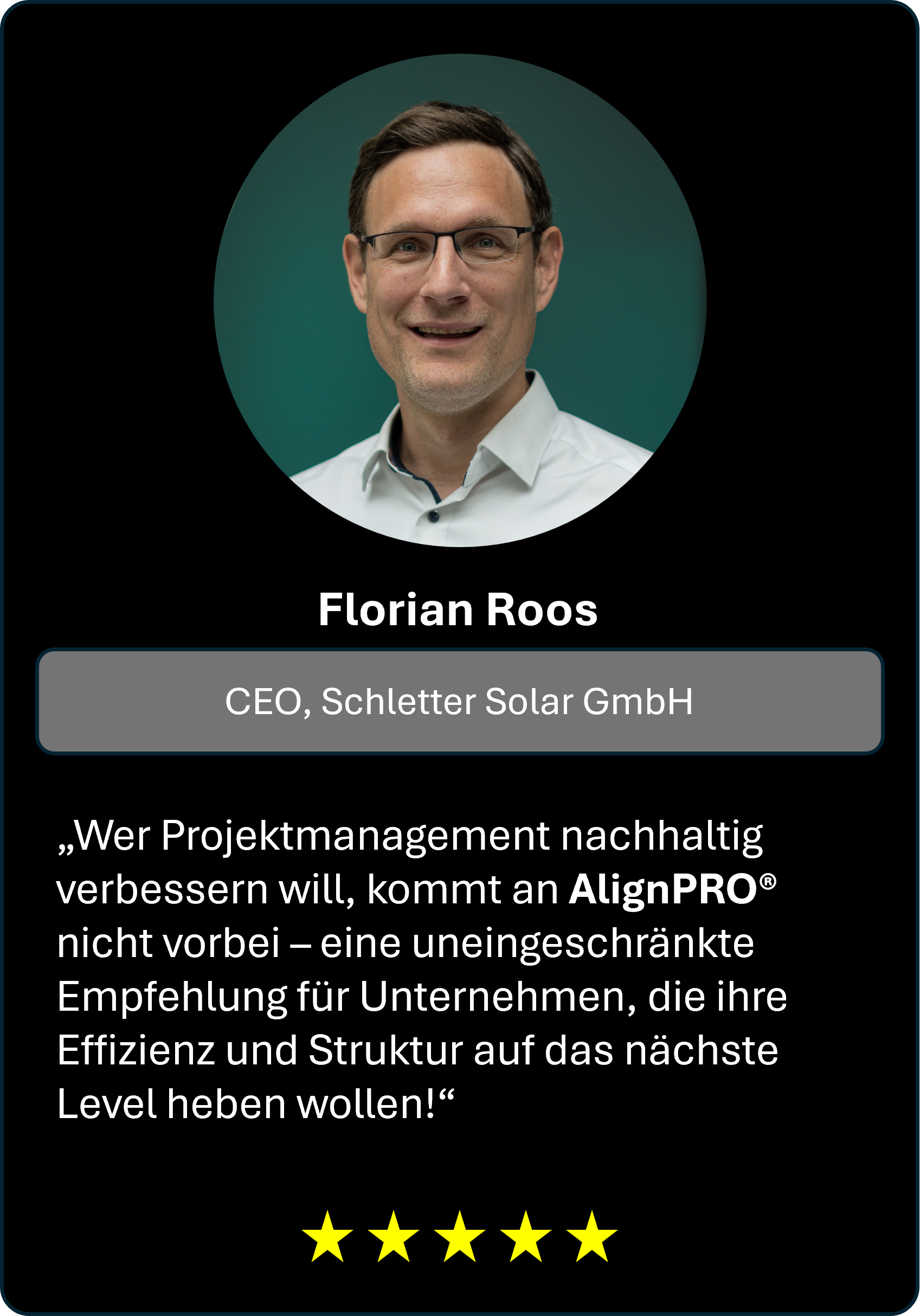 Projekterfolg Erfahrungsbericht von Florian Roos ( Firma: Schletter)