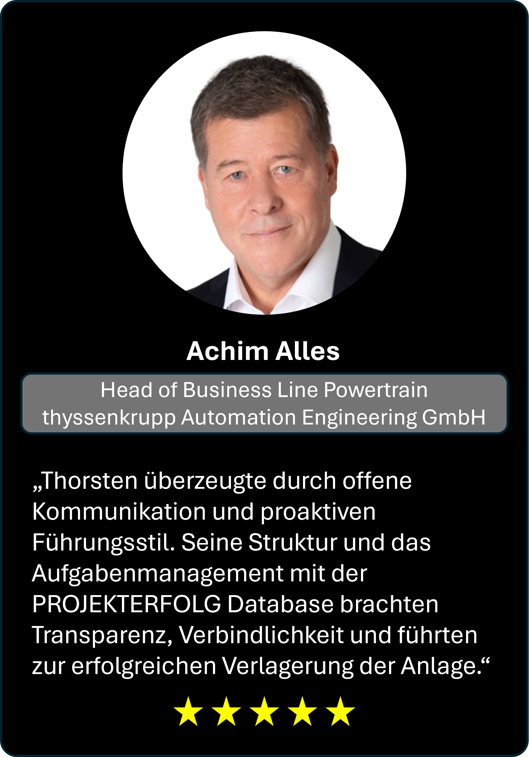 Erfahrung von Achim Alles (Firma: thyssenkrupp) über AlignPRO